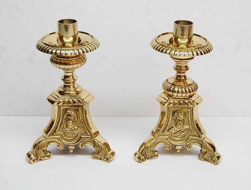 Pair short brass church - short,